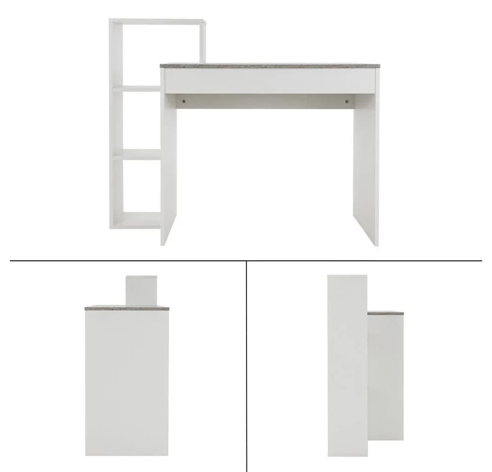 ML-DESIGN Schreibtisch mit Regal 3 Böden Weiß Beton-Optik - Bild 3