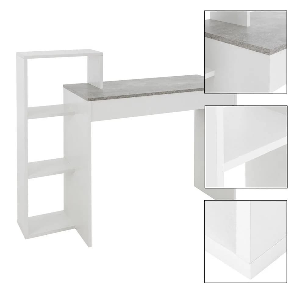 ML-DESIGN Schreibtisch mit Regal 3 Böden Weiß Beton-Optik - Bild 4