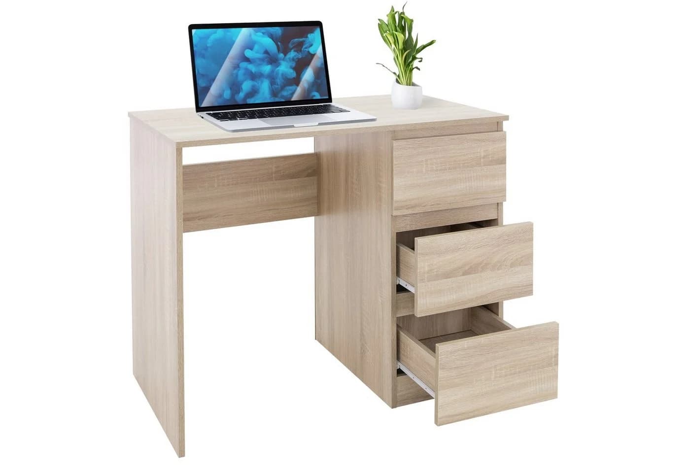ML-DESIGN Schreibtisch mit 3 Schubladen Sonoma-Eiche - Bild 2
