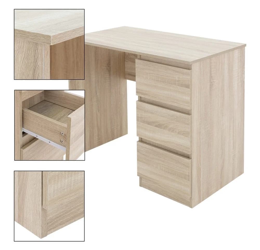 ML-DESIGN Schreibtisch mit 3 Schubladen Sonoma-Eiche - Bild 3