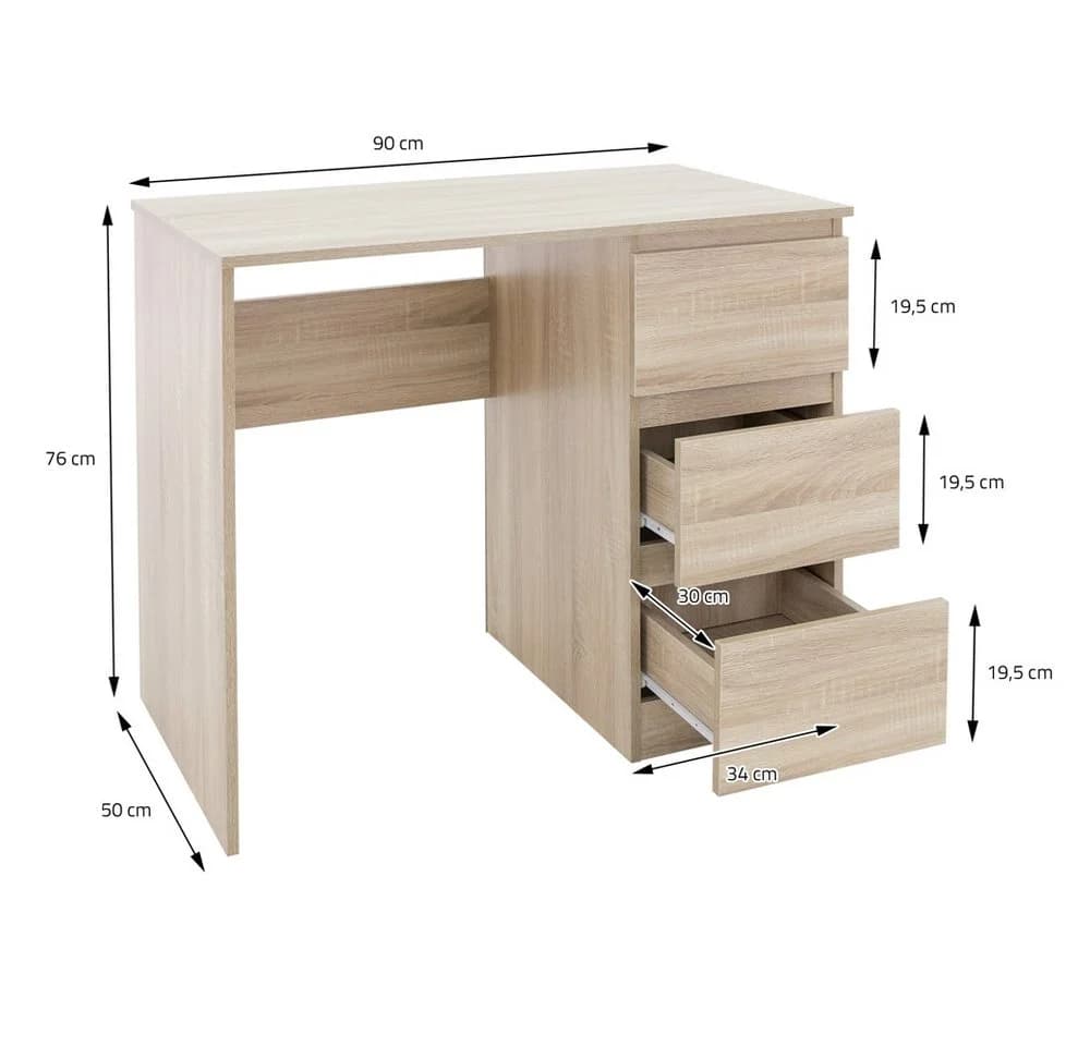 ML-DESIGN Schreibtisch mit 3 Schubladen Sonoma-Eiche - Bild 4