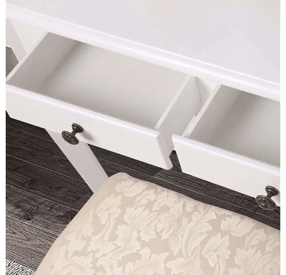 ML-DESIGN Schminktisch mit Spiegel und Hocker, Weiß, 4 Schubladen - Bild 3