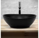 LuxeBath Aufsatzwaschbecken Schwarz Keramik mit Ablaufgarnitur Bild 4
