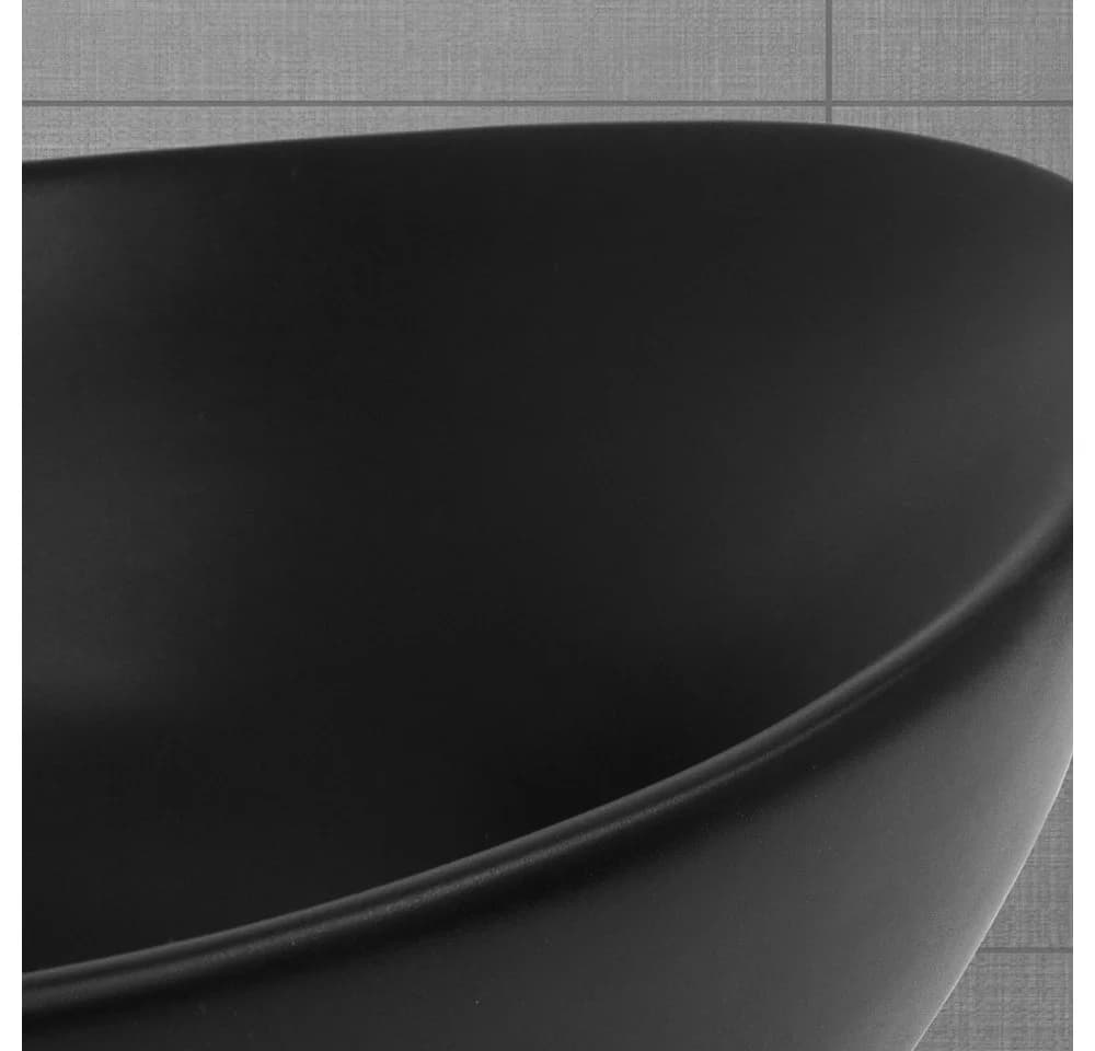 LuxeBath Aufsatzwaschbecken Schwarz Keramik mit Ablaufgarnitur - Bild 5