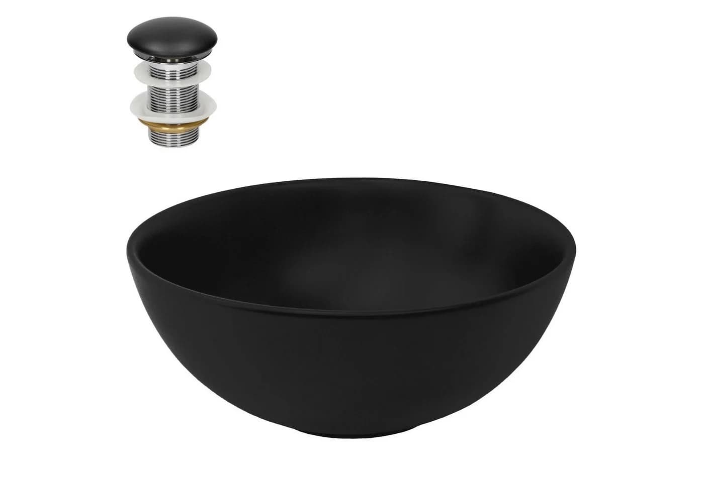 LuxeBath Aufsatzwaschbecken Keramik Schwarz mit Ablaufgarnitur - Bild 2