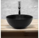 LuxeBath Aufsatzwaschbecken Keramik Schwarz mit Ablaufgarnitur Bild 4