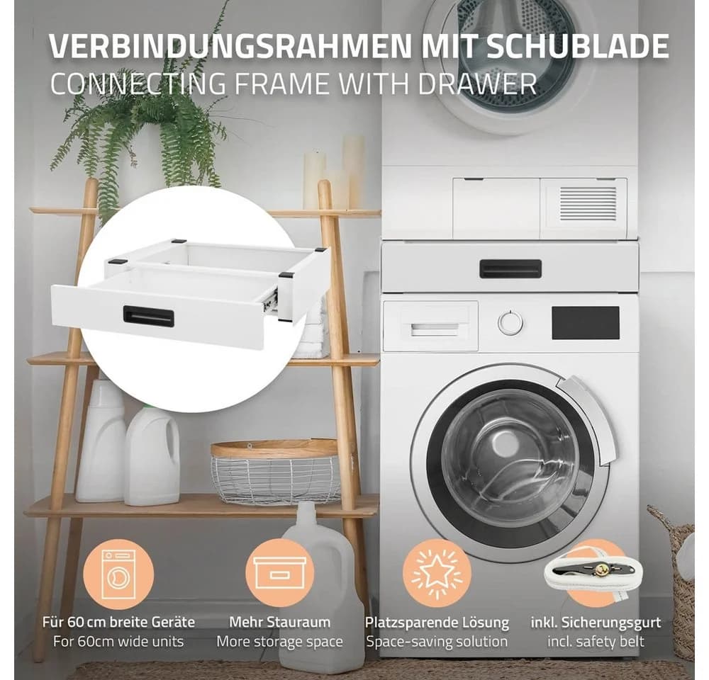 ML-DESIGN Zwischenbaurahmen mit Schublade Weiß für 60cm Geräte