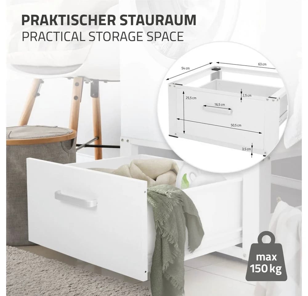 ML-DESIGN Waschmaschinenuntergestell Weiß mit Schublade - Bild 3