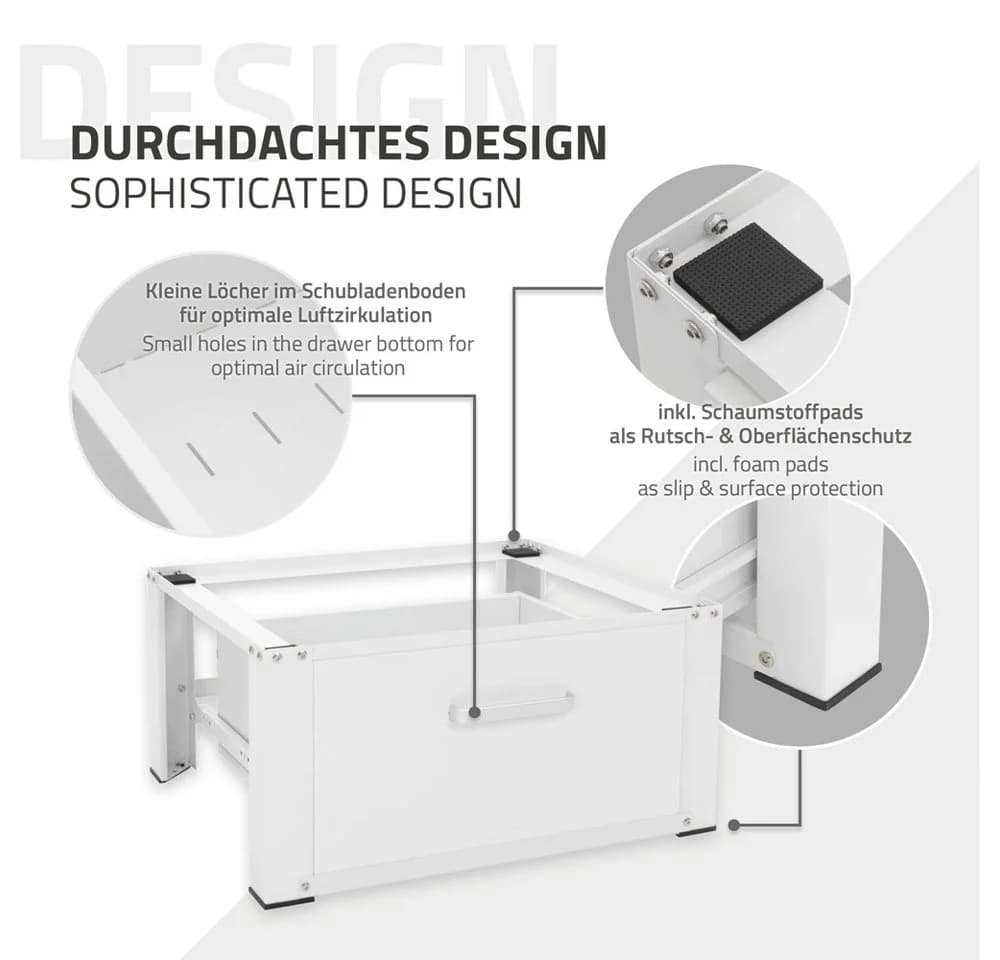 ML-DESIGN Waschmaschinenuntergestell Weiß mit Schublade - Bild 4