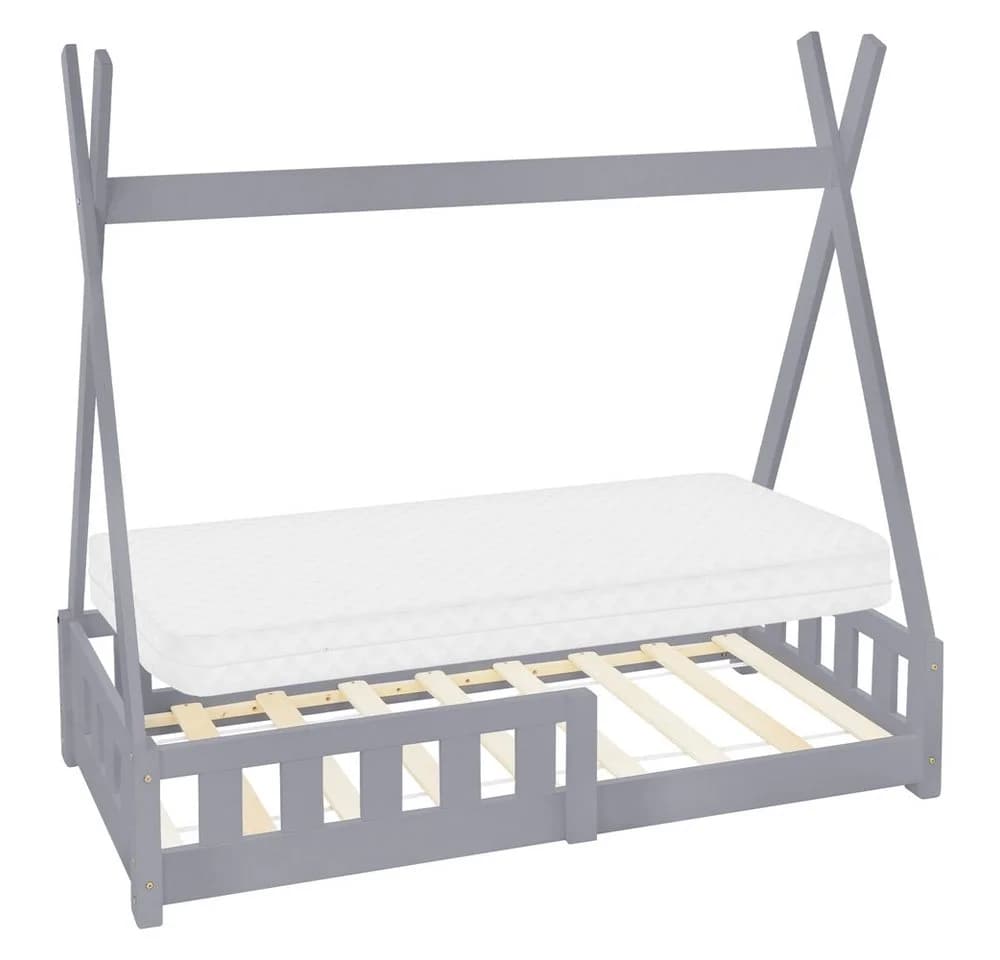 ML-DESIGN Spielbett Tipi Zeltbett Grau mit Lattenrost & Matratze - Bild 2