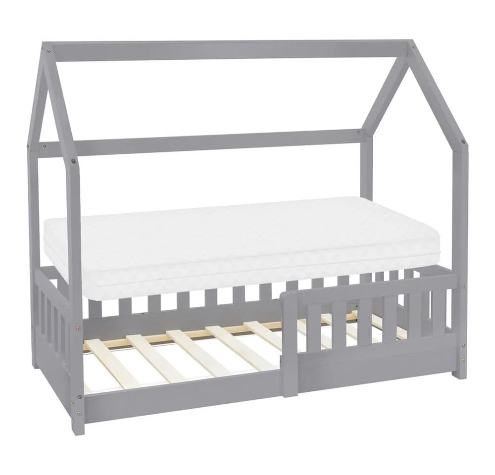 ML-DESIGN Spielbett Hausbett Kinderbett Hellgrau Kiefer mit Matratze - Bild 2