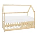 ML-DESIGN Spielbett Hausbett Kinderbett mit Dach und Matratze Kiefer Natur Bild 2