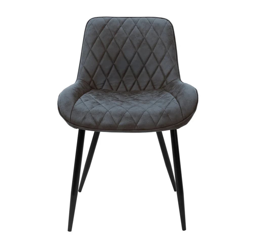 ML-DESIGN Polsterstuhl 2er Set Anthrazit Schwarz PU-Kunstleder Rautenstickerei