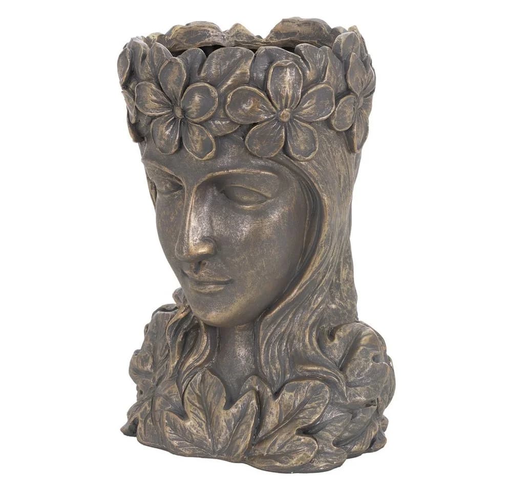 ML-Design Blumentopf Frauenkopf Bronze Polyresin Pflanzgefäß - Bild 2