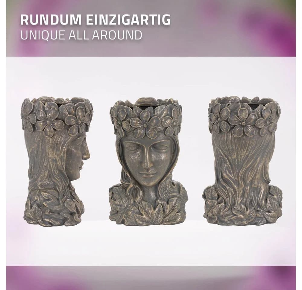 ML-Design Blumentopf Frauenkopf Bronze Polyresin Pflanzgefäß - Bild 5