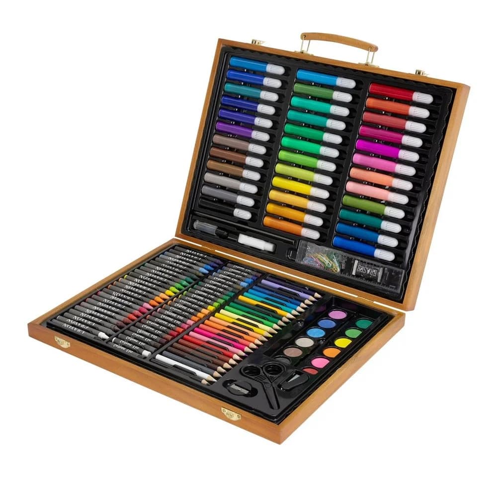 ECD Germany Kreativset 150-tlg. Malset in Holzkoffer Braun/Bunt - Bild 2