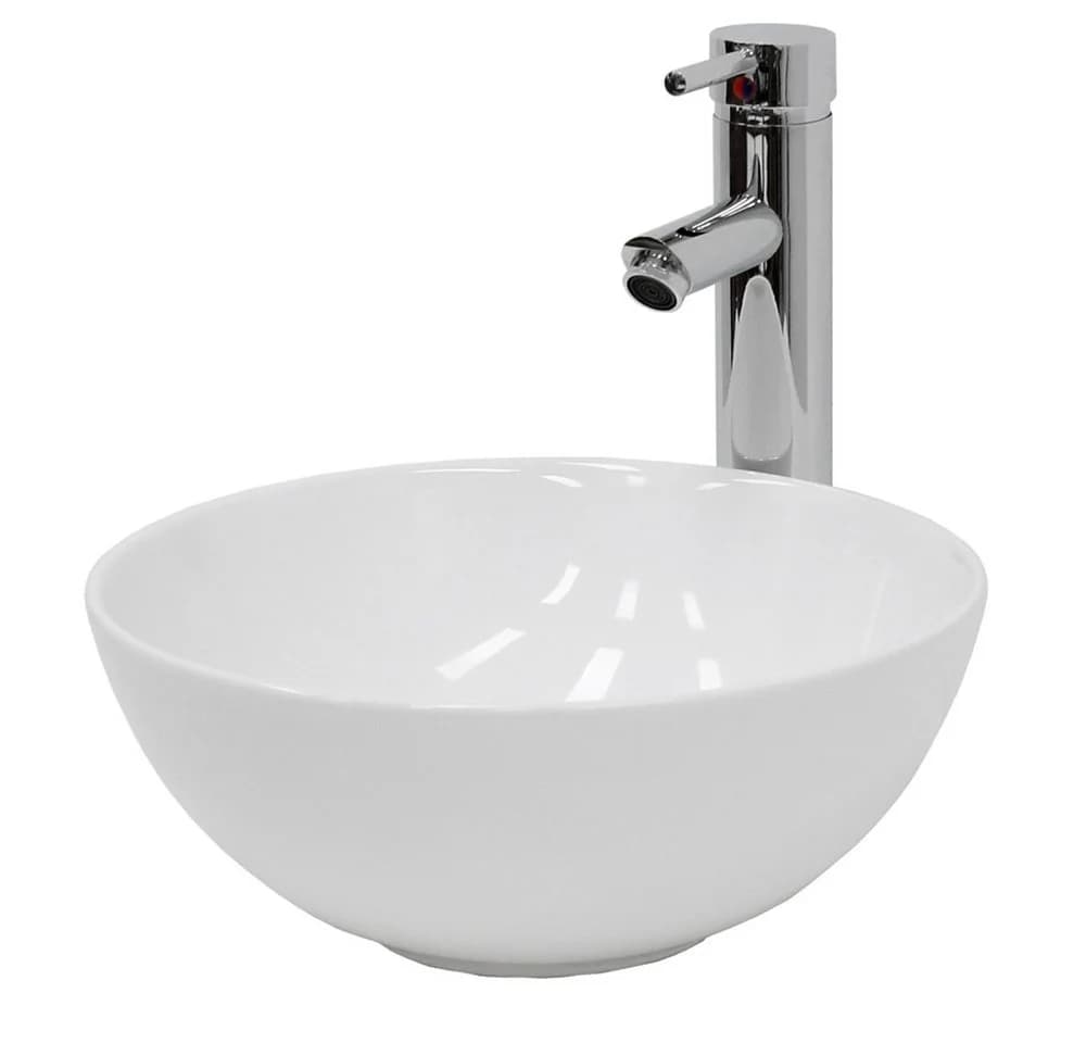 LuxeBath Aufsatzwaschbecken Keramik Weiß mit Ablaufgarnitur