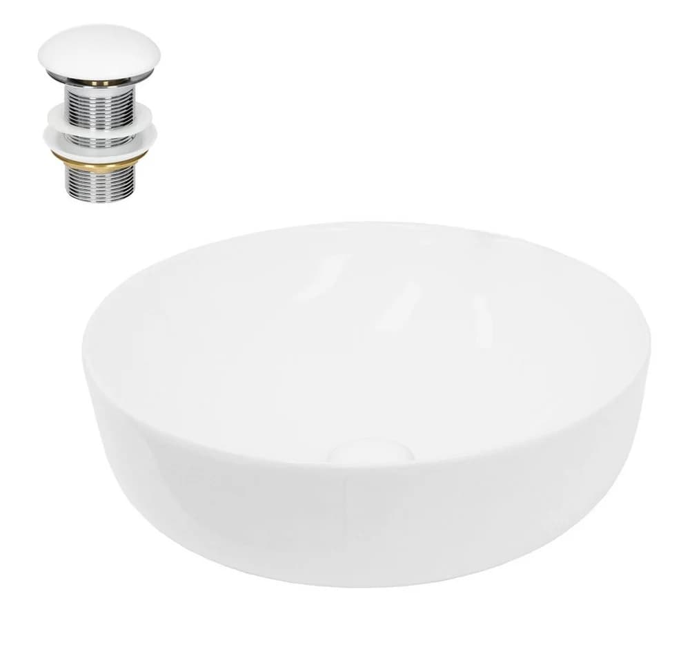 LuxeBath Aufsatzwaschbecken Keramik Weiß Rund - Bild 2