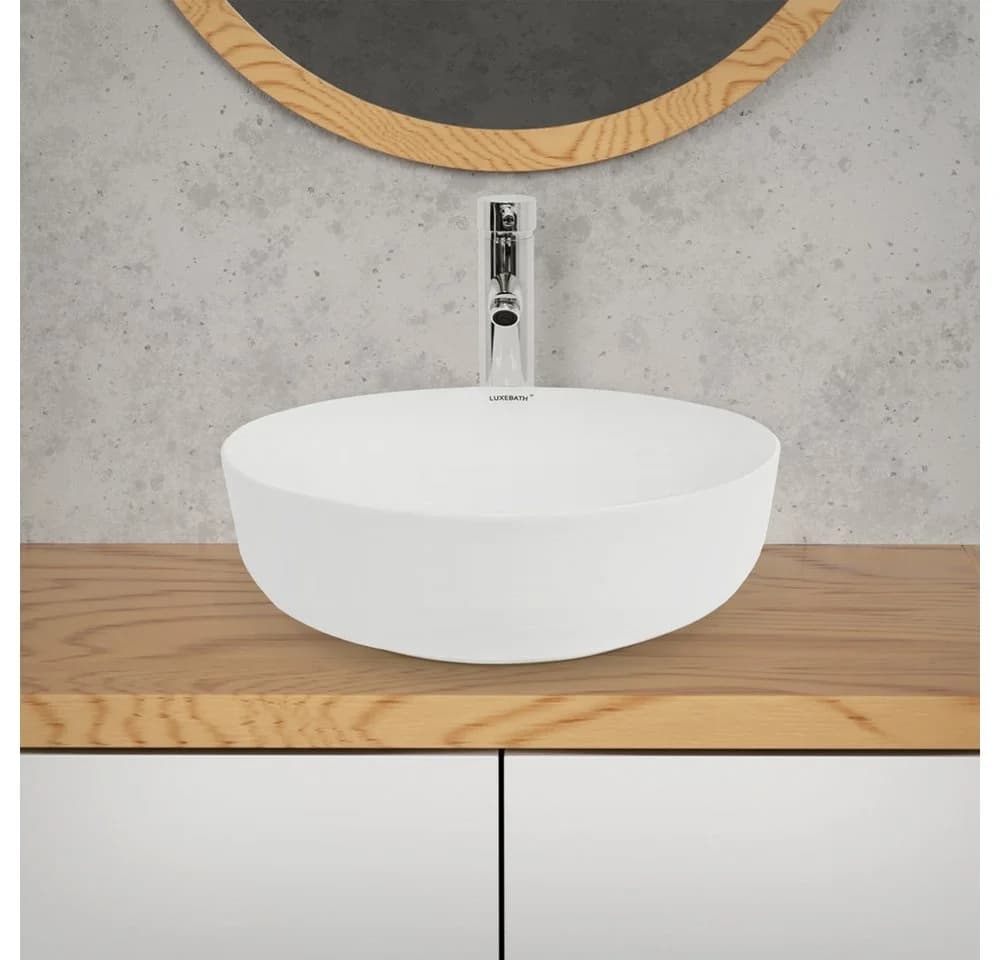 LuxeBath Aufsatzwaschbecken Keramik Weiß Rund - Bild 4