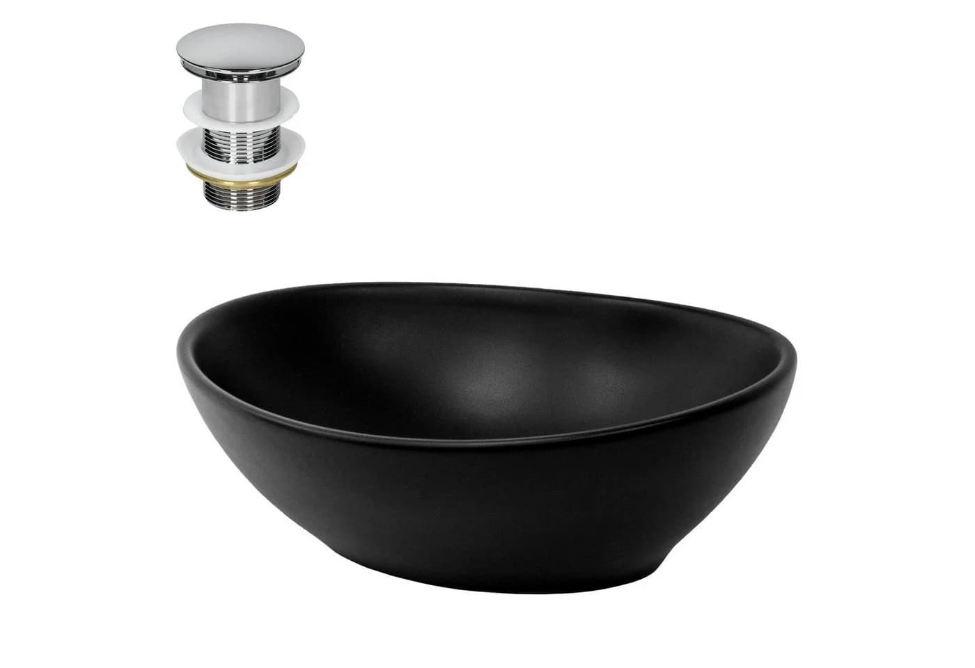 LuxeBath Aufsatzwaschbecken Keramik Schwarz Push-Open-Technologie - Bild 2