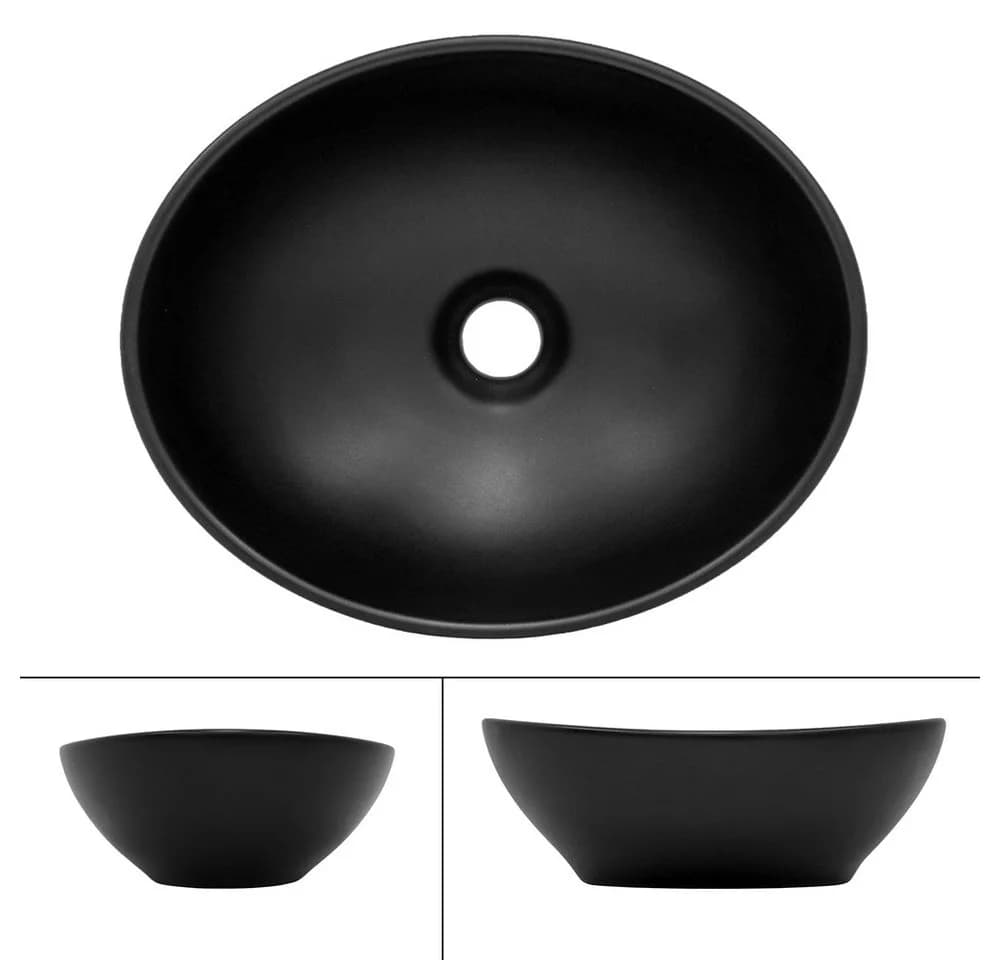LuxeBath Aufsatzwaschbecken Keramik Schwarz Push-Open-Technologie - Bild 3