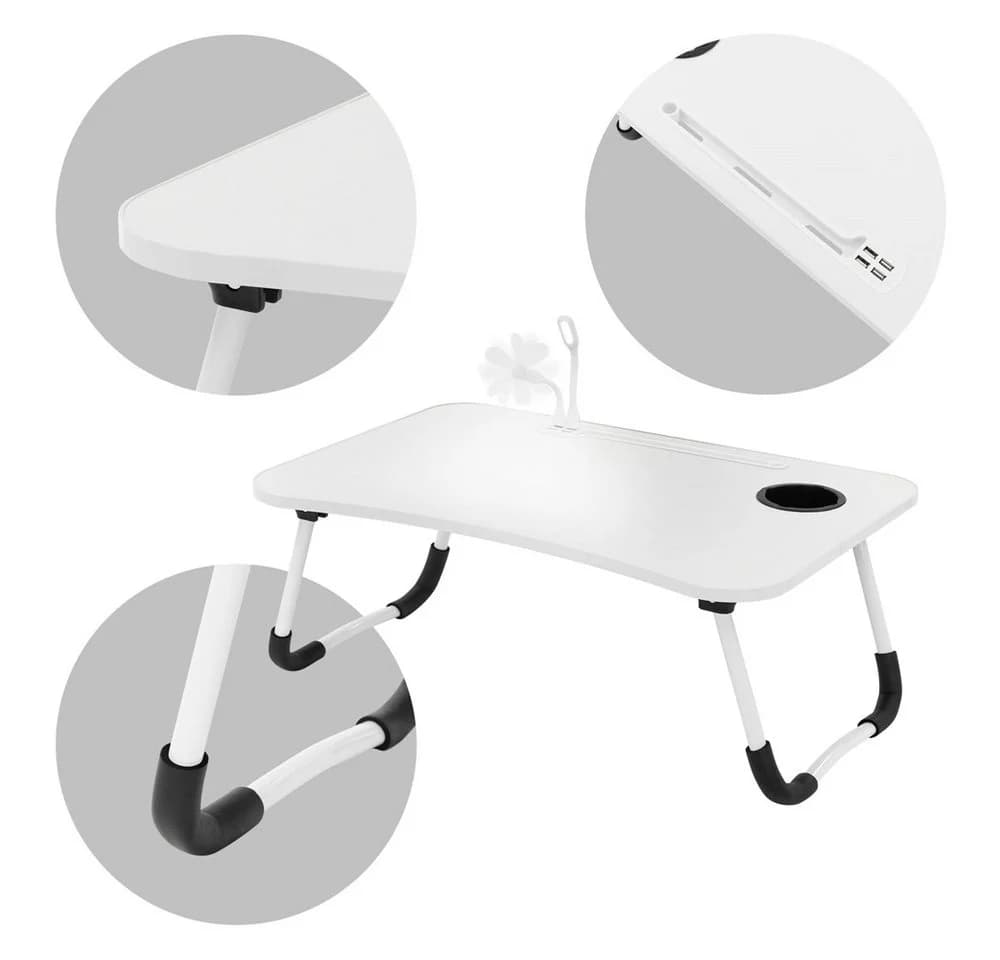ML-DESIGN Laptoptisch Weiß mit 4 USB-Anschlüssen, Lampe & Tassenhalter - Bild 3