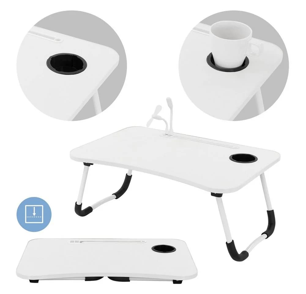 ML-DESIGN Laptoptisch Weiß mit 4 USB-Anschlüssen, Lampe & Tassenhalter - Bild 4