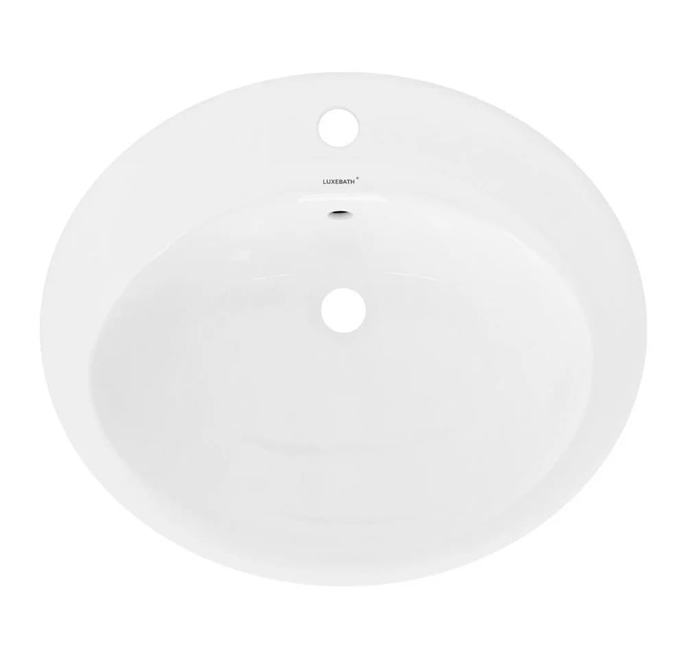 LuxeBath Waschbecken Keramik Oval mit Ablaufgarnitur