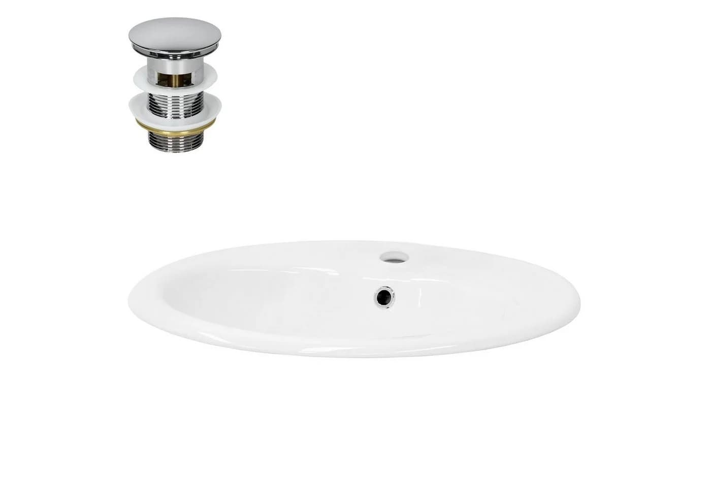 LuxeBath Waschbecken Keramik Oval mit Ablaufgarnitur - Bild 2