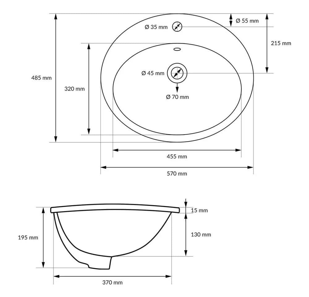 LuxeBath Waschbecken Keramik Oval mit Ablaufgarnitur - Bild 4