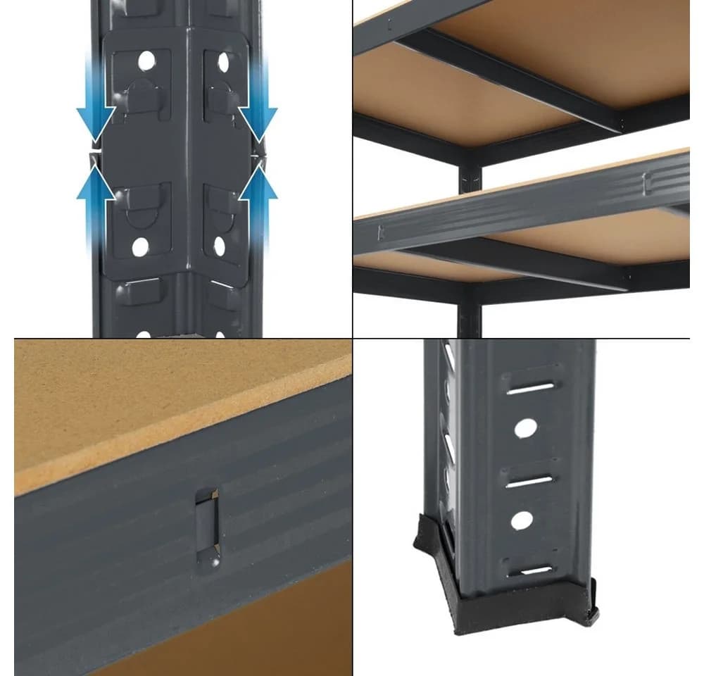 ECD Germany Schwerlastregal 2-tlg. Metall/MDF Anthrazit - Bild 4