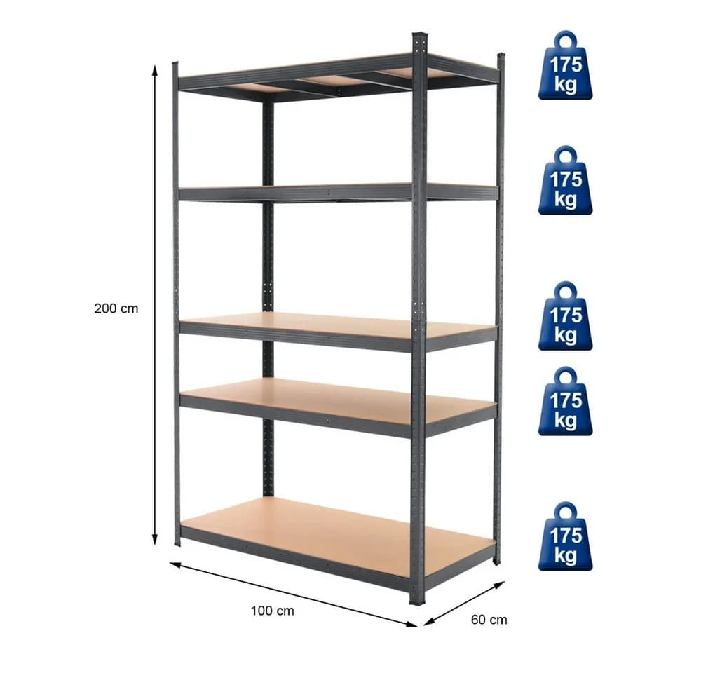 ECD Germany Schwerlastregal 2-tlg. Metall/MDF Anthrazit - Bild 5