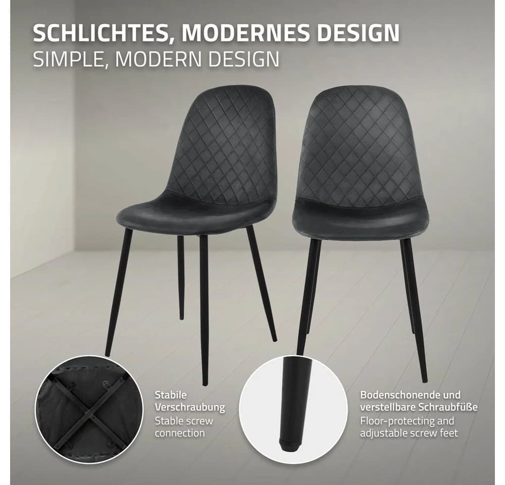 ML-DESIGN Esszimmerstuhl 4er Set Samt Anthrazit Metallbeinen - Bild 4