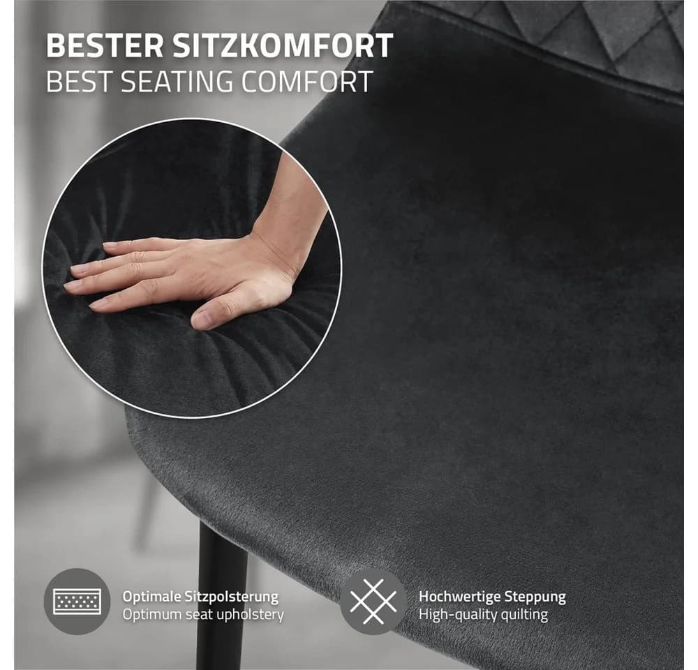 ML-DESIGN Esszimmerstuhl 4er Set Samt Anthrazit Metallbeinen - Bild 5