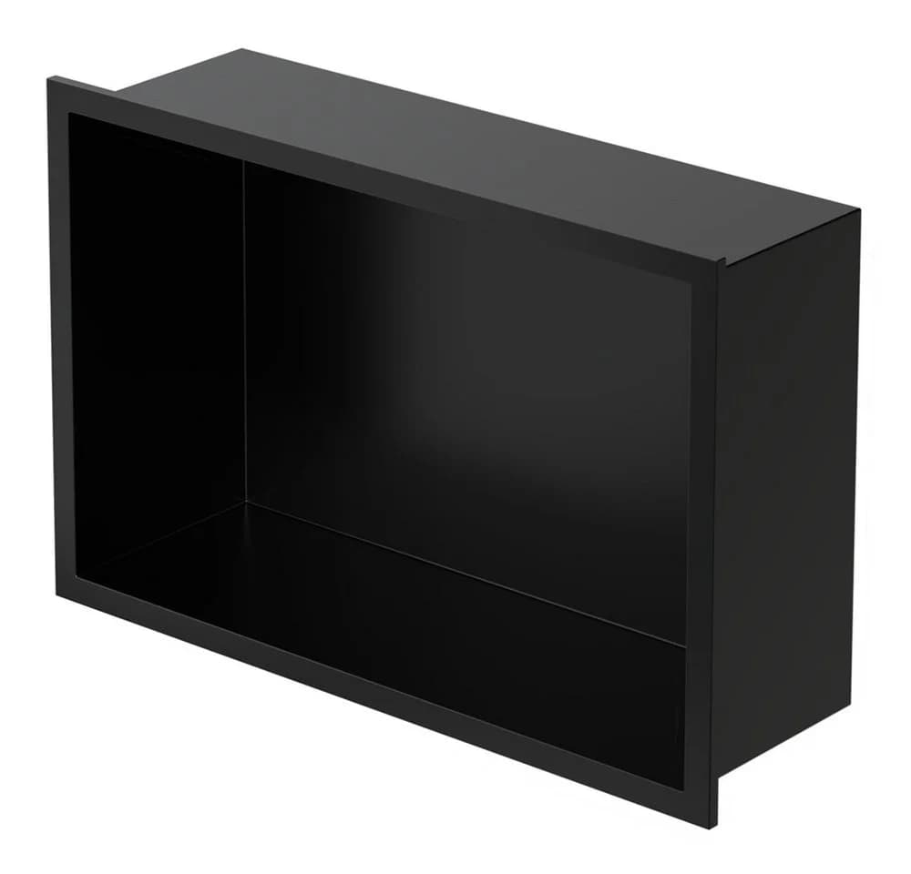 LuxeBath Duschnische Schwarz Edelstahl Einbauregal - Bild 2
