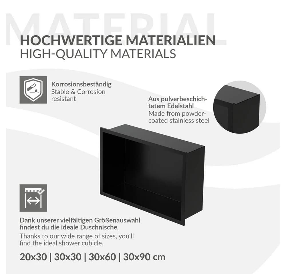 LuxeBath Duschnische Schwarz Edelstahl Einbauregal - Bild 5