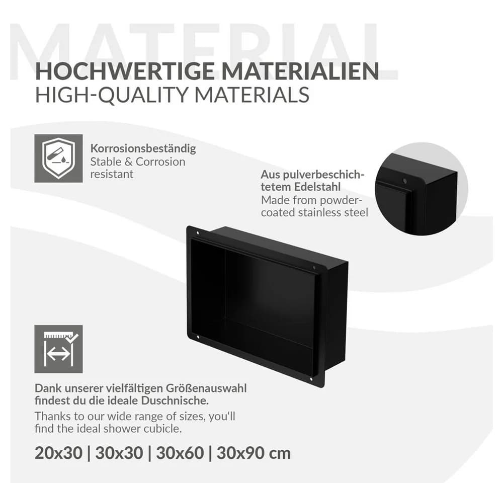 LuxeBath Duschnische Schwarz Randlos Einbau Edelstahl - Bild 5