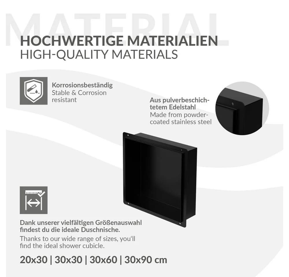 LuxeBath Duschnische Schwarz Einbaubar Edelstahl Randlos - Bild 5
