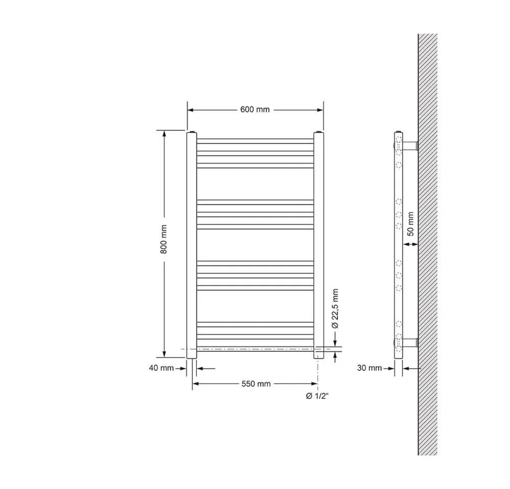 LuxeBath Badheizkörper Weiß mit elektrischem Heizstab und Thermostat - Bild 4