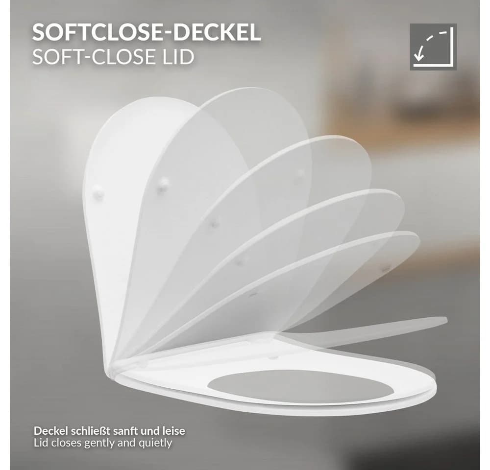 LuxeBath Spülrandloses Hänge-WC Weiß mit Softclose-Sitz & Nanobeschichtung - Bild 4
