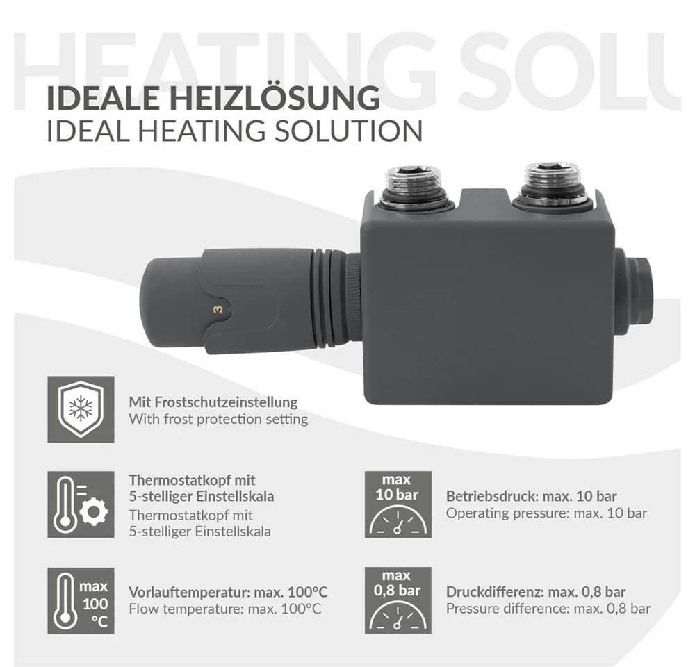 LuxeBath Heizkörperthermostat Multiblock Mittelanschluss Anthrazit - Bild 4