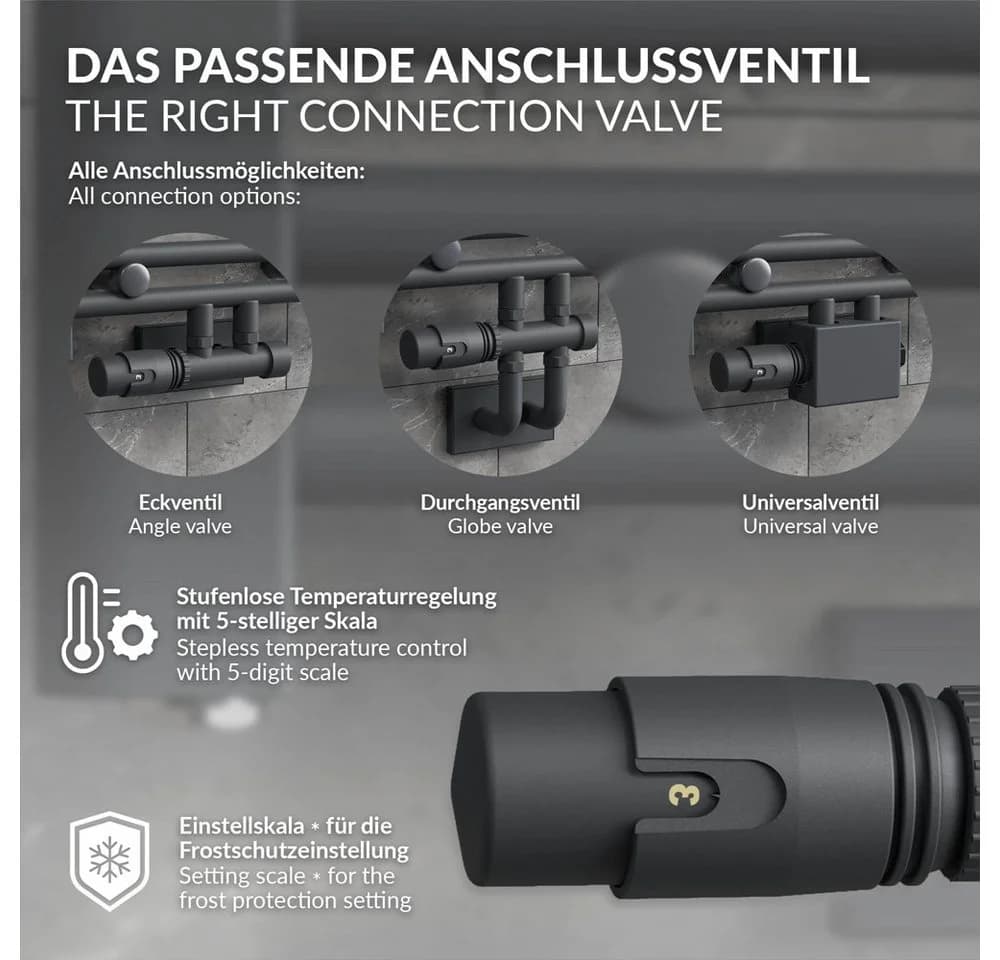 LuxeBath Heizkörperthermostat Multiblock Mittelanschluss Anthrazit - Bild 5