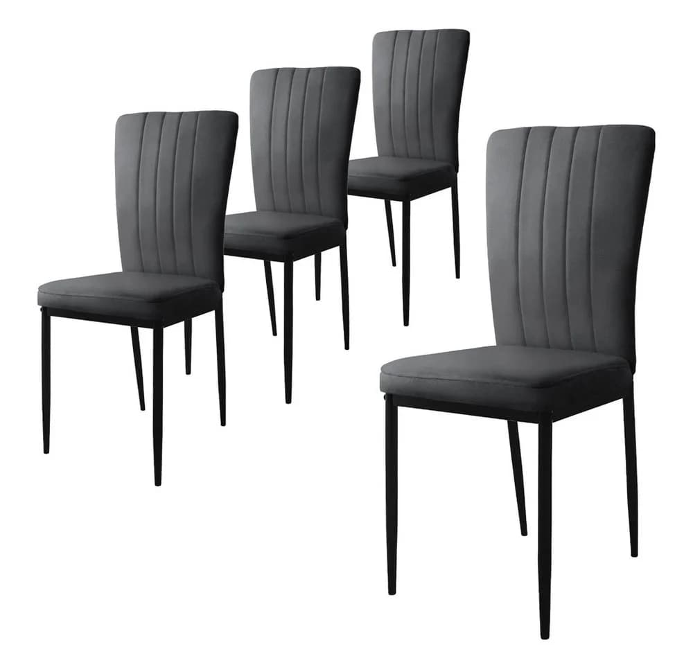 ML-DESIGN Esszimmerstuhl 4er Set Grau Samtbezug Metallbeine - Bild 2