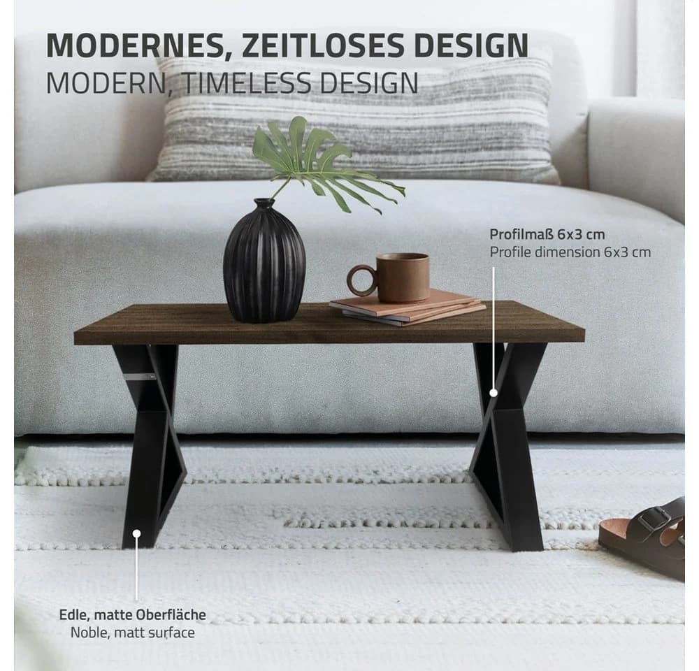 ML-DESIGN Tischbein 2er Set X-Form Schwarz Stahl Industrial - Bild 4
