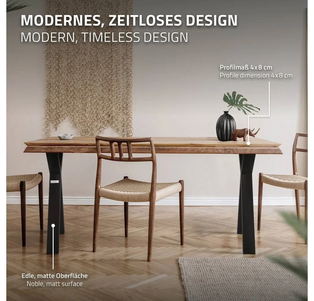 ML-DESIGN Tischbein 2er Set X-Form Schwarz Stahl Industriedesign - Bild 4