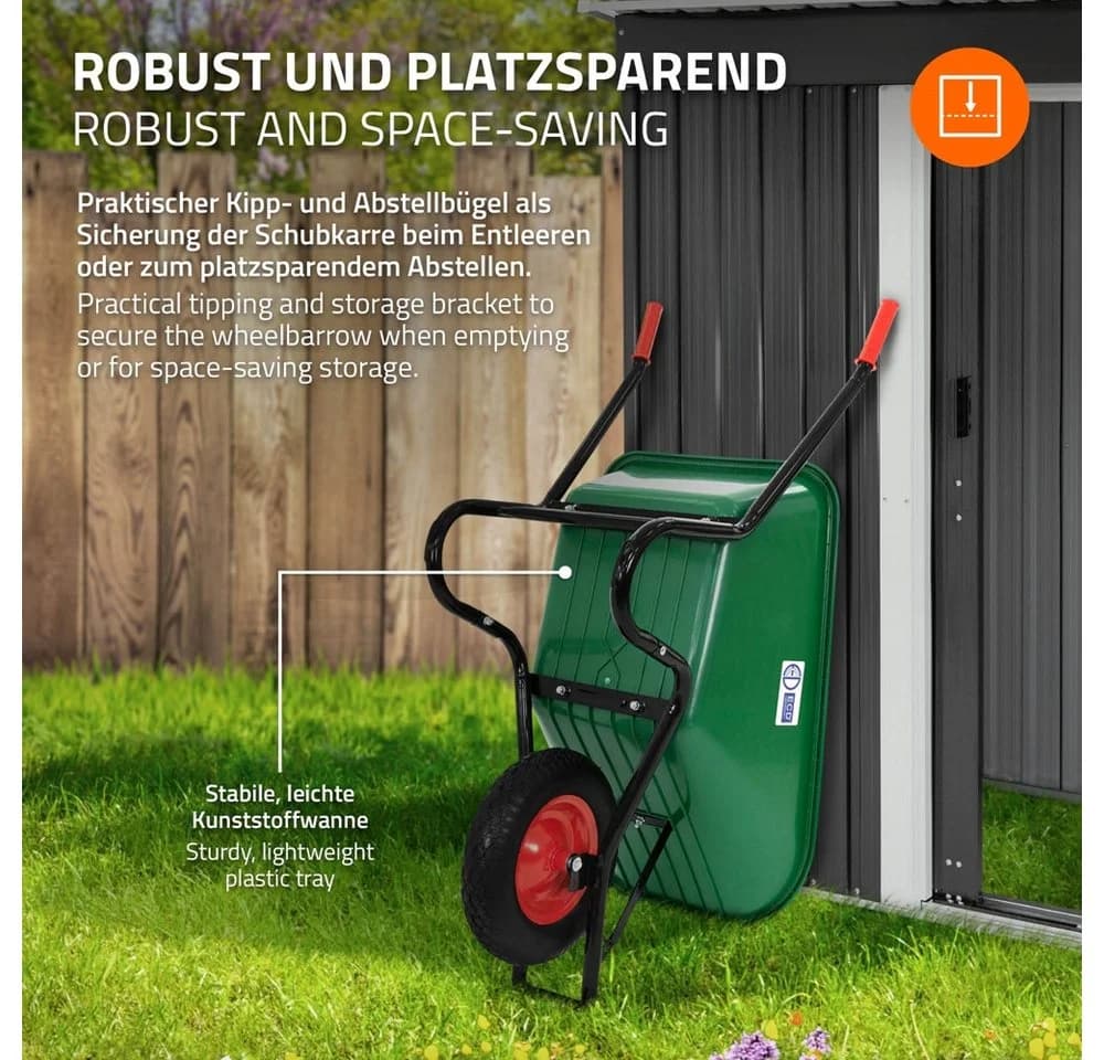 ECD Germany Schubkarre 100L Grün mit Luftreifen & Stahlrahmen - Bild 4