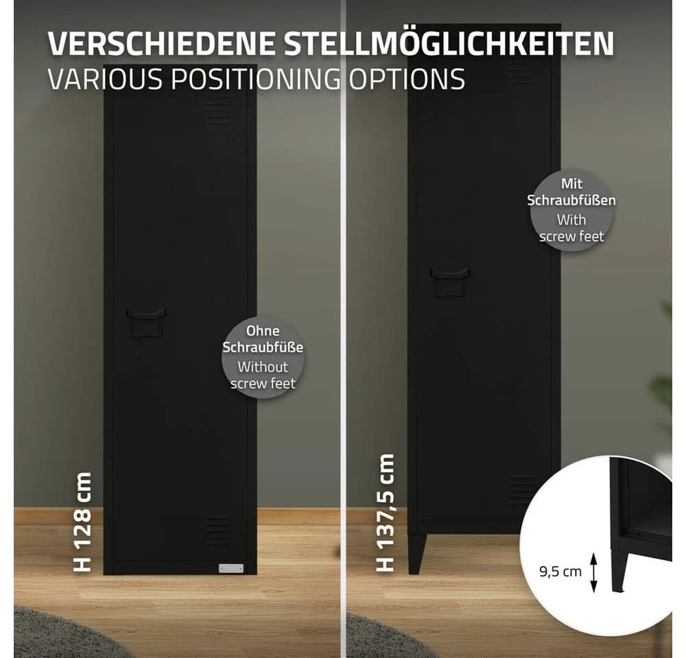 ML-DESIGN Aktenschrank Metallschrank mit Schubladen freistehender Aufbewahrungsschrank 1-St Lagerschrank schwarz Büroschrank Werkzeugschrank Stahlschrank - Bild 5