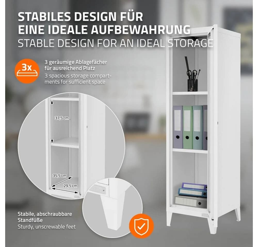 ML-DESIGN Aktenschrank Metallschrank mit Magnetverschluss Weiß - Bild 3