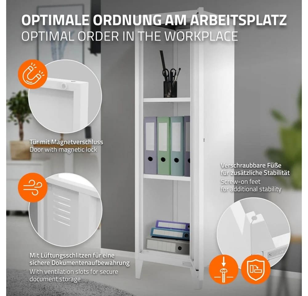 ML-DESIGN Aktenschrank Metallschrank mit Magnetverschluss Weiß - Bild 4
