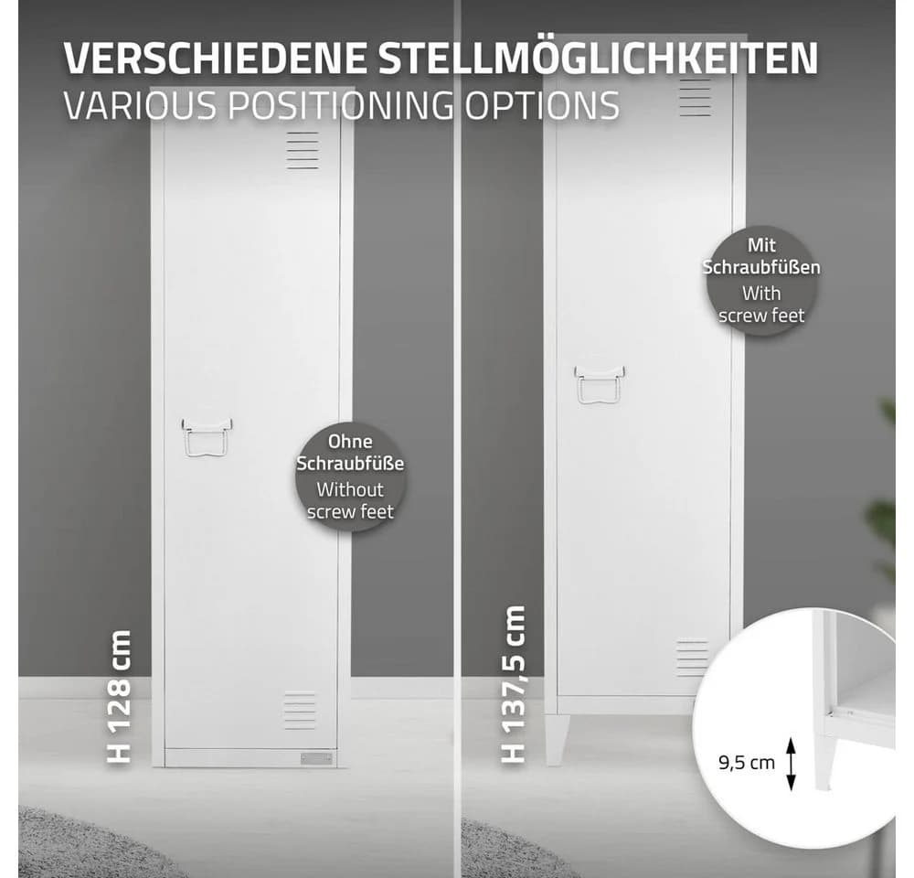 ML-DESIGN Aktenschrank Metallschrank mit Magnetverschluss Weiß - Bild 5